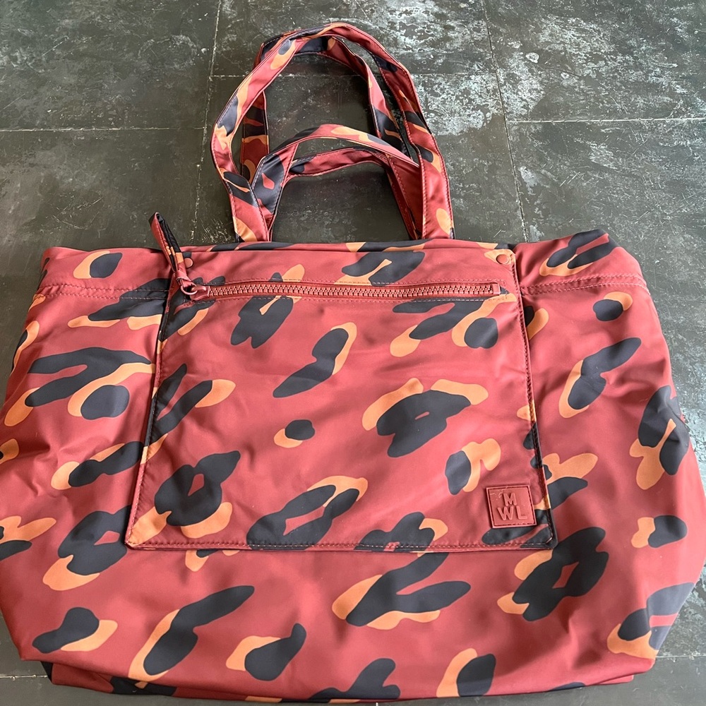 Madewell Red and Black Leopard Print Travel Bag